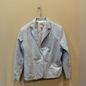 Pendelton Blazer Womens Petite Medium Blue Striped Seersucker Casual Business